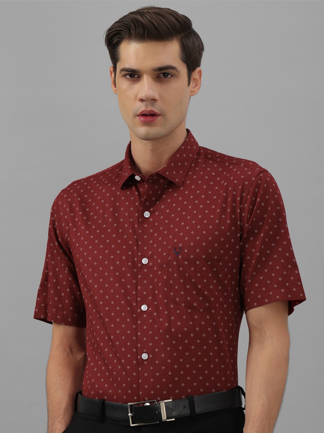 

Allen Solly Micro Ditsy Printed Slim Fit Cotton Formal Shirt, Maroon