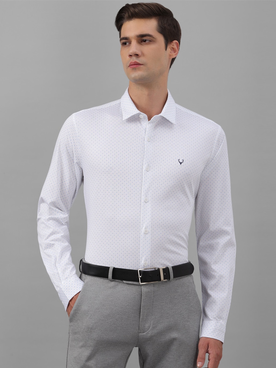 

Allen Solly Slim Fit Micro Ditsy Printed Pure Cotton Formal Shirt, White