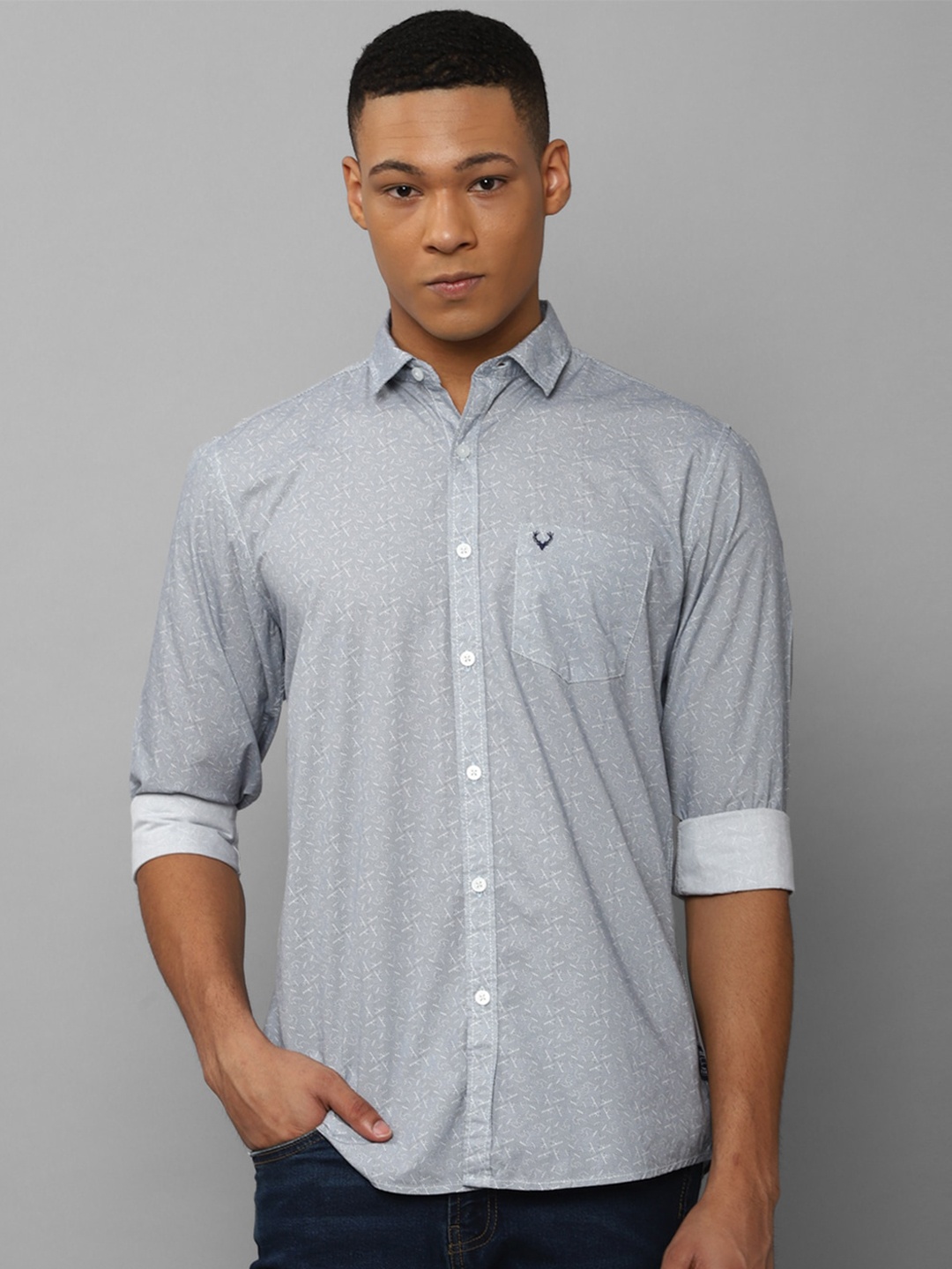 

Allen Solly Geometric Printed Pure Cotton Casual Shirt, Grey