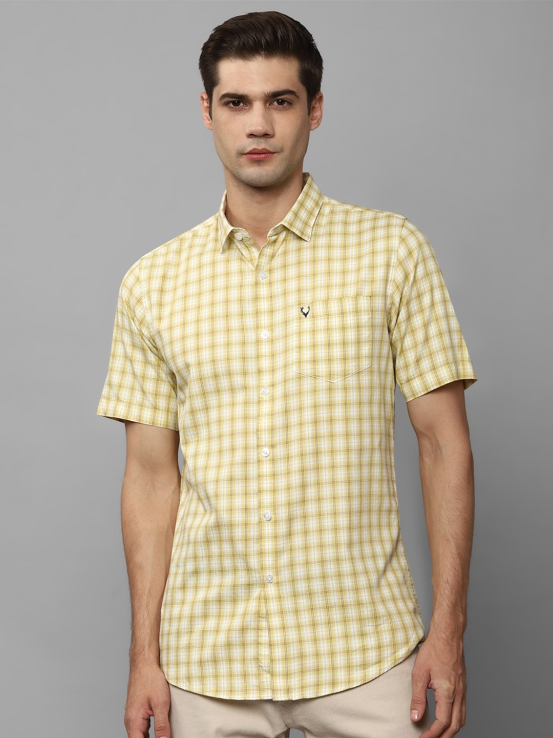 

Allen Solly Gingham Checks Slim Fit Cotton Casual Shirt, Yellow