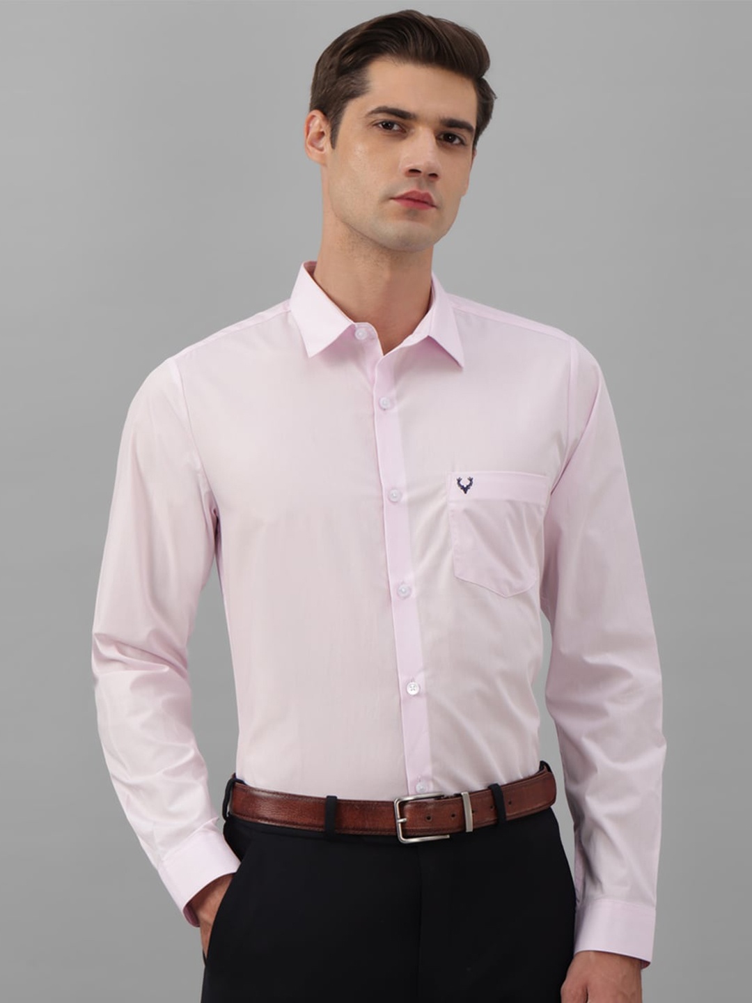 

Allen Solly Slim Fit Opaque Pure Cotton Formal Shirt, Pink