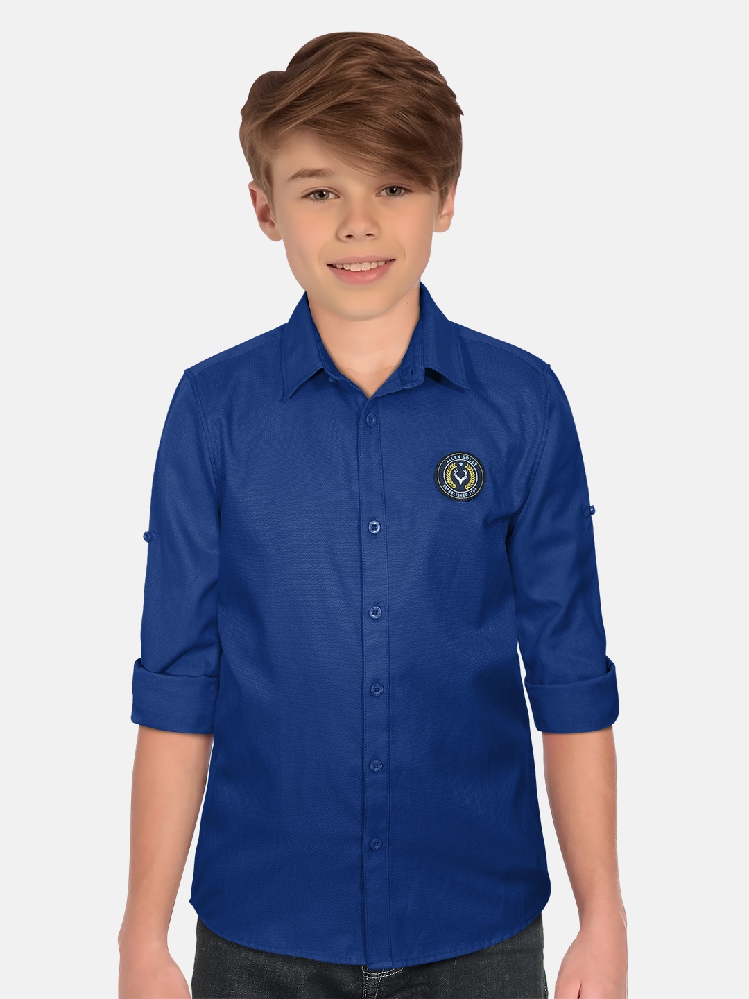 

Allen Solly Junior Boys Slim Fit Spread Collar Casual Shirt, Blue