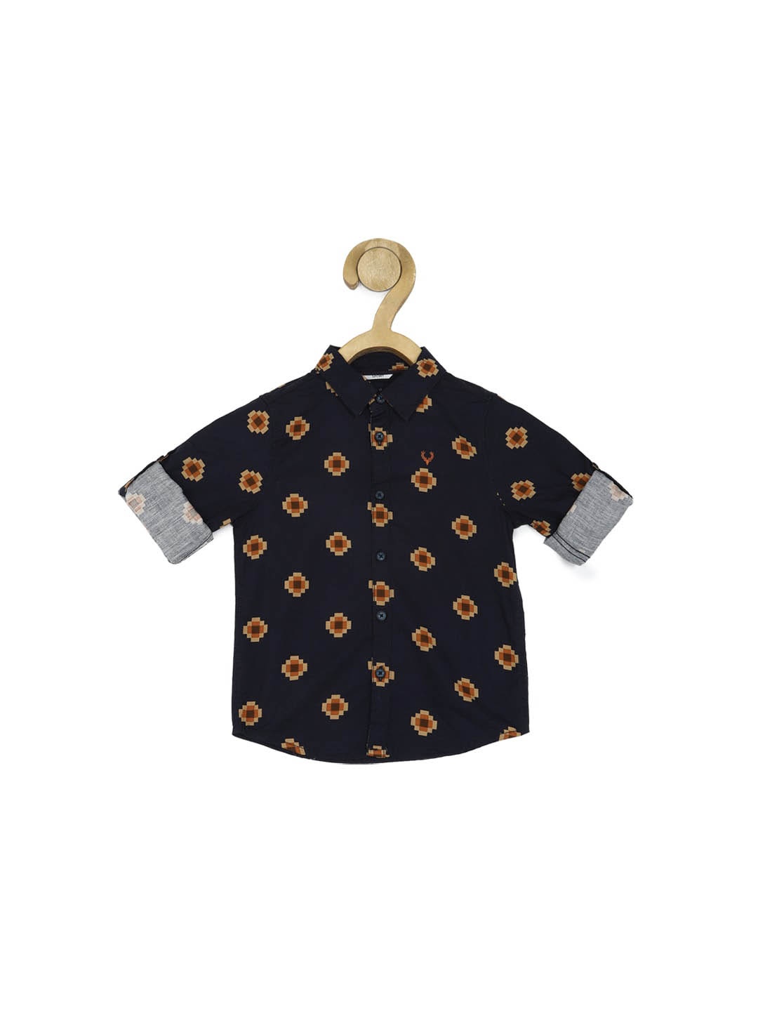 

Allen Solly Junior Boys Slim Fit Opaque Printed Casual Shirt, Navy blue
