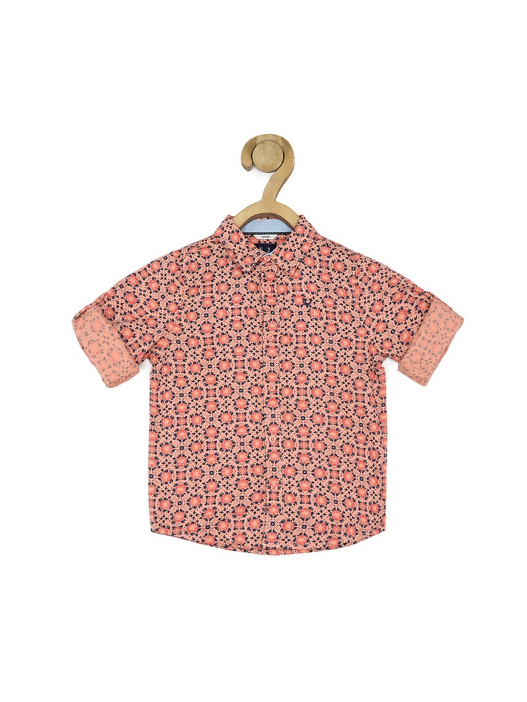 

Allen Solly Junior Boys Slim Fit Floral Printed Roll-Up Sleeves Pure Cotton Shirt, Pink