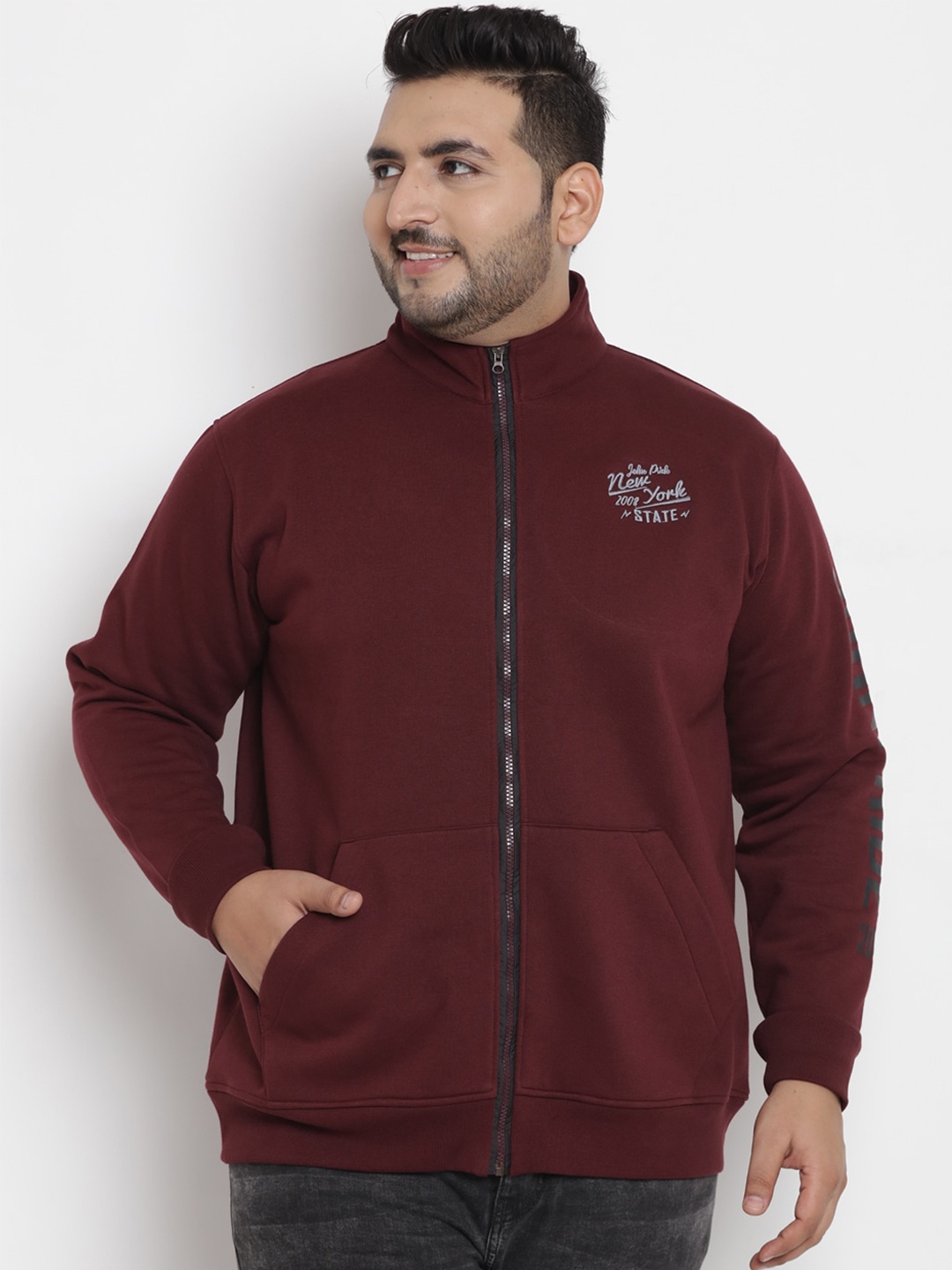 

John Pride Mock Collar Cotton Sweatshirt, Maroon