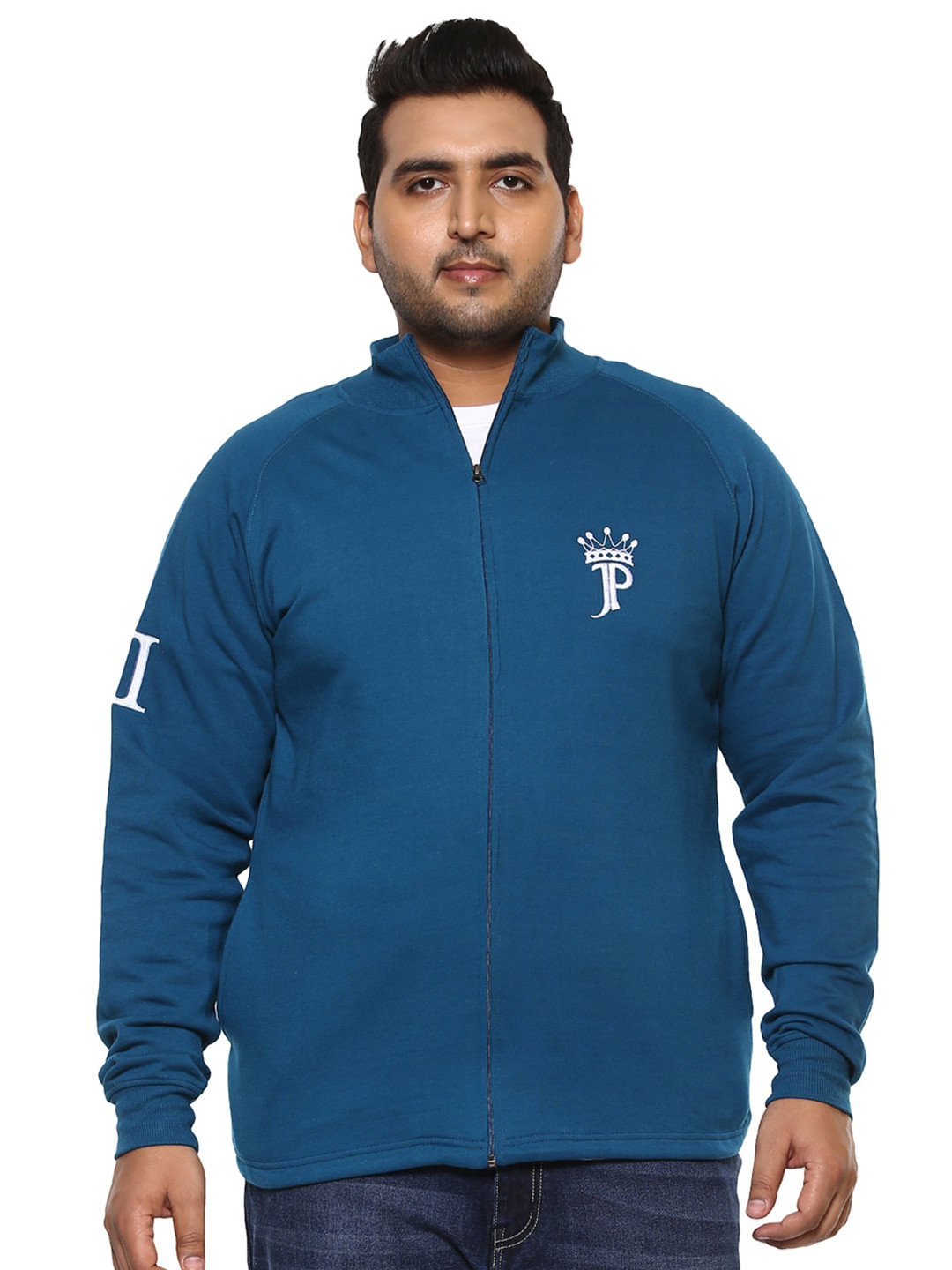 

John Pride Plus Size Cotton Sweatshirt, Turquoise blue