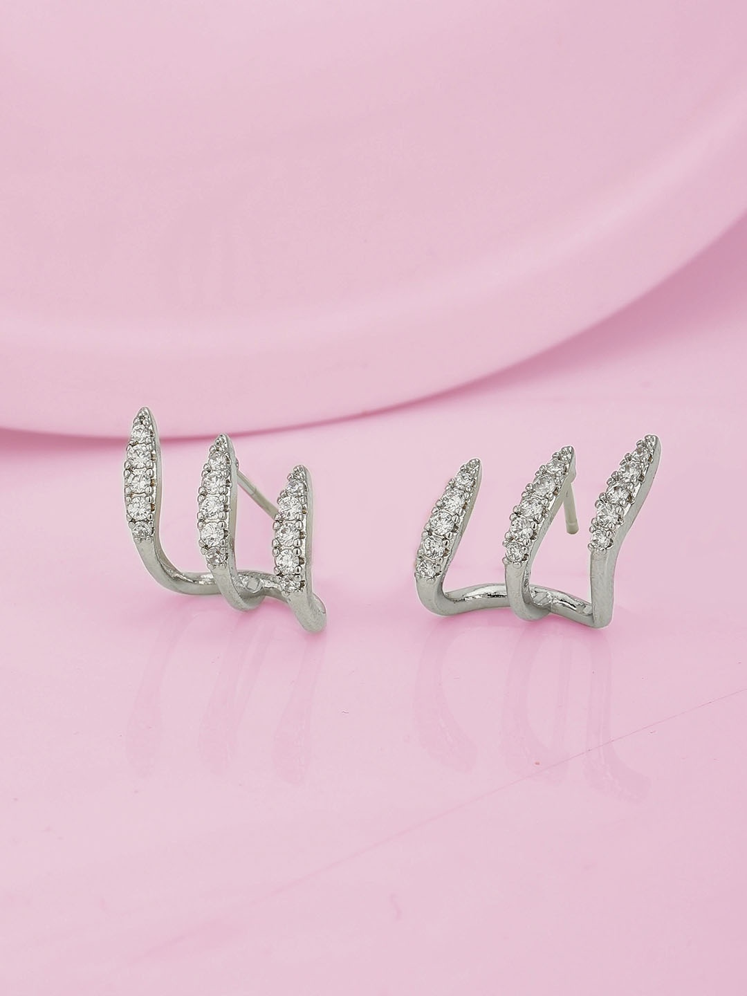 

Carlton London Rhodium-Plated CZ Ear Cuffs Earrings, Silver