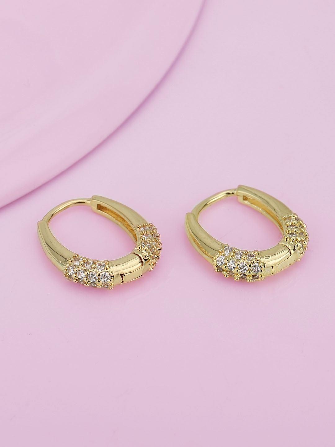 

Carlton London Women Gold-Plated CZ Hoop Earrings