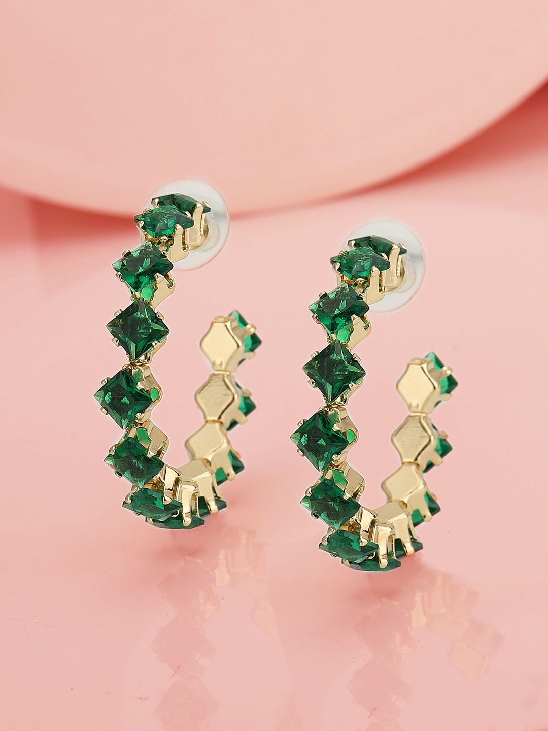 

Carlton London Gold-Plated CZ Studded Half Hoop Earrings