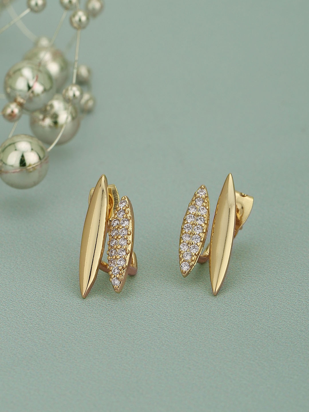 

Carlton London Women Gold-Plated CZ-Studded Studs Earrings