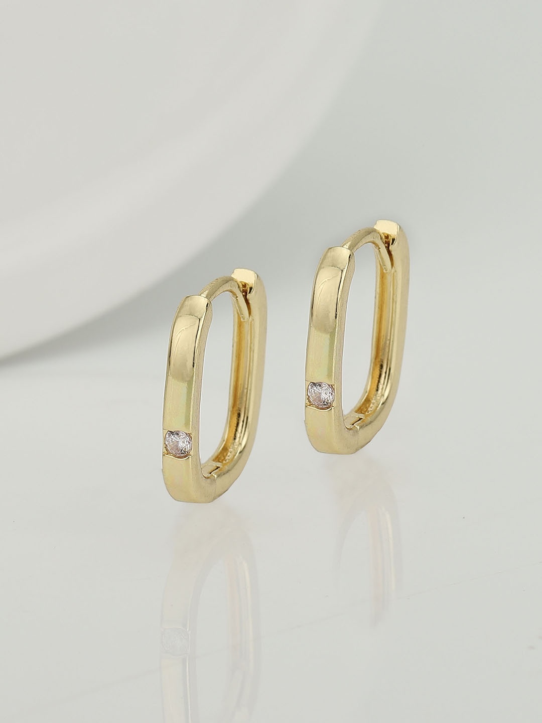 

Carlton London Women Gold-Plated CZ Studded Hoop Earrings