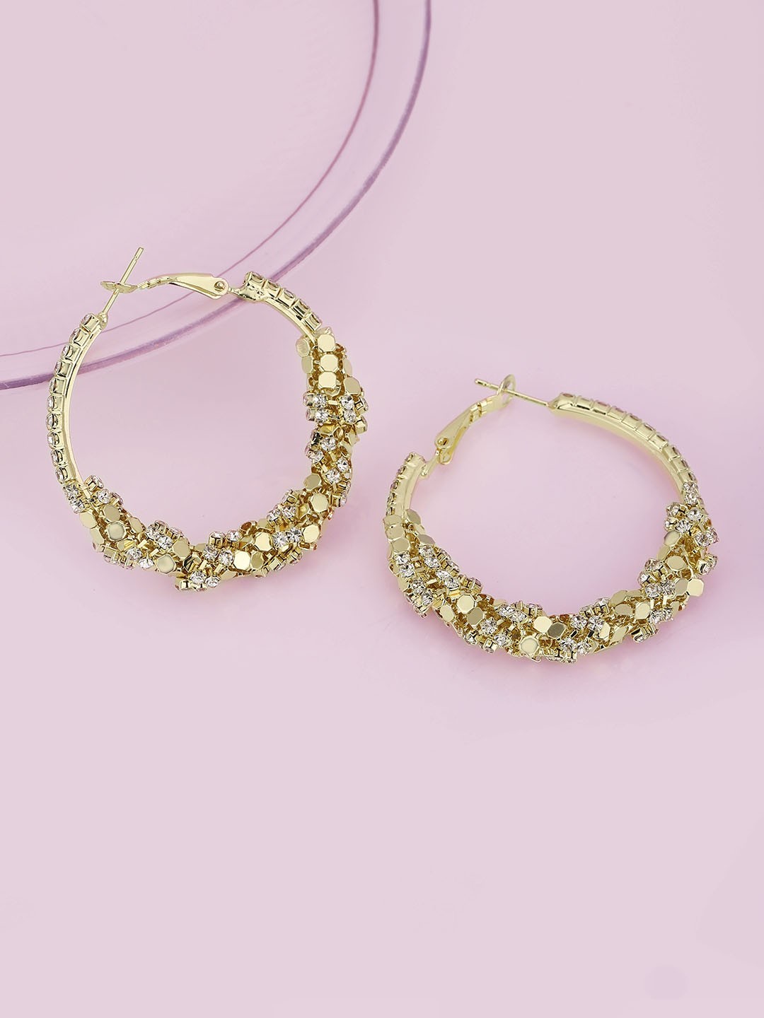 

Carlton London Women Gold-Plated CZ-Studded Hoop Earrings