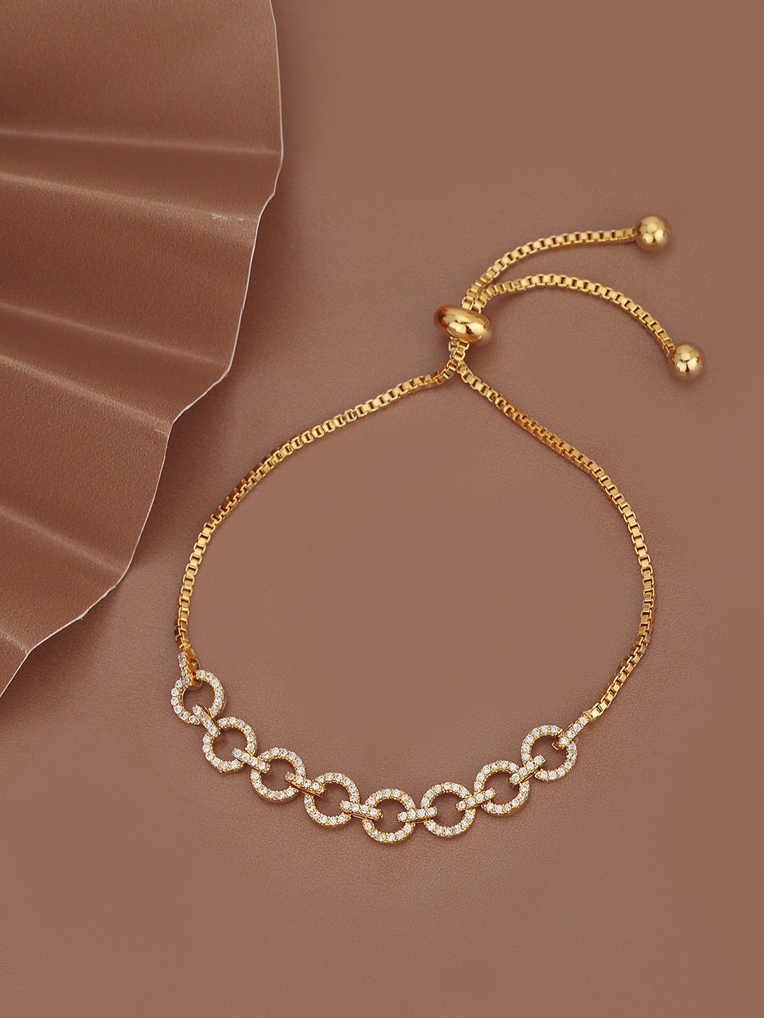 

Carlton London Women Premium Gold-Plated CZ-Studded Adjustable Bracelet