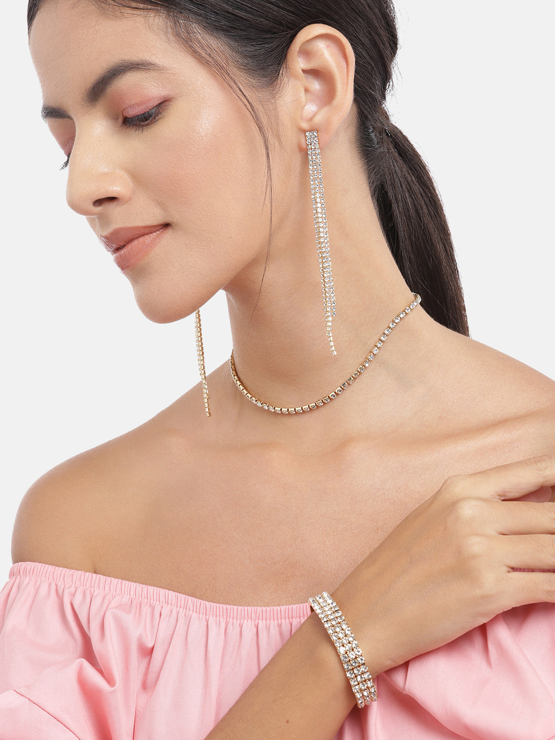 

Carlton London Women Gold-Plated CZ-Studded Jewellery Set