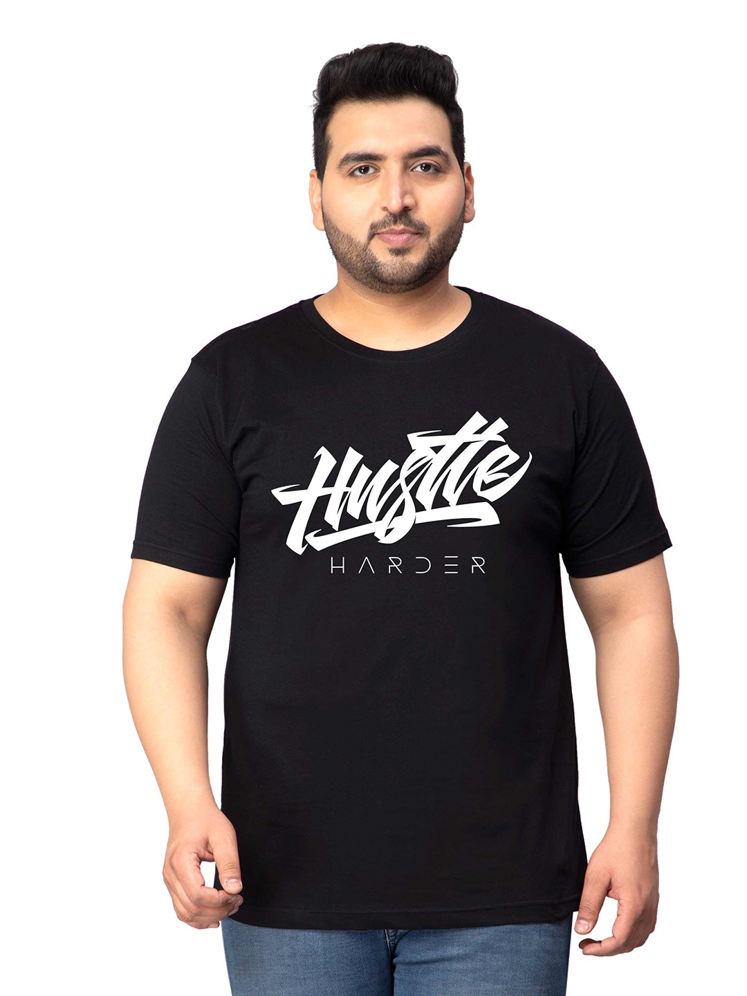 

Toodle Plus Plus Size Typography Printed Cotton T Shirt, Black