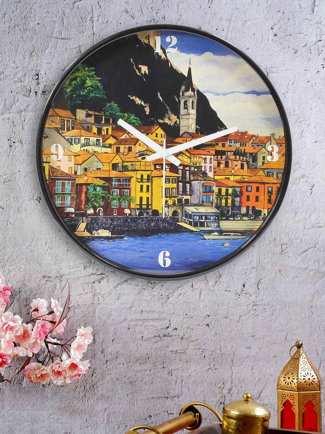 

KOLOROBIA Yellow & Blue Printed Contemporary Wall Clock
