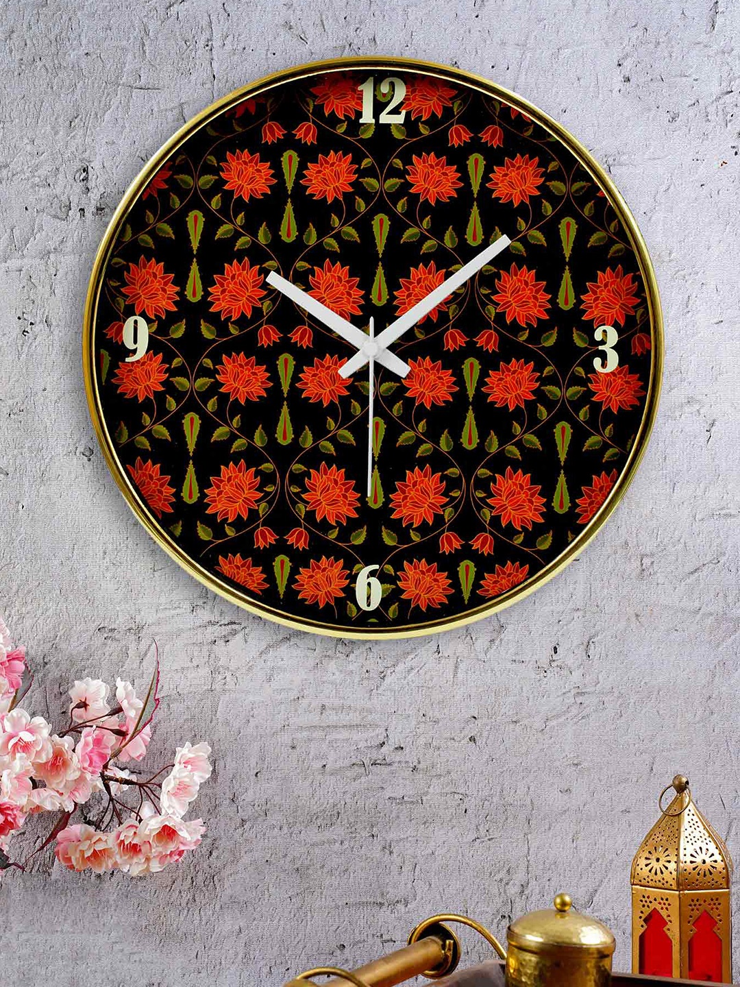 

KOLOROBIA Black & Red Printed Contemporary Wall Clock