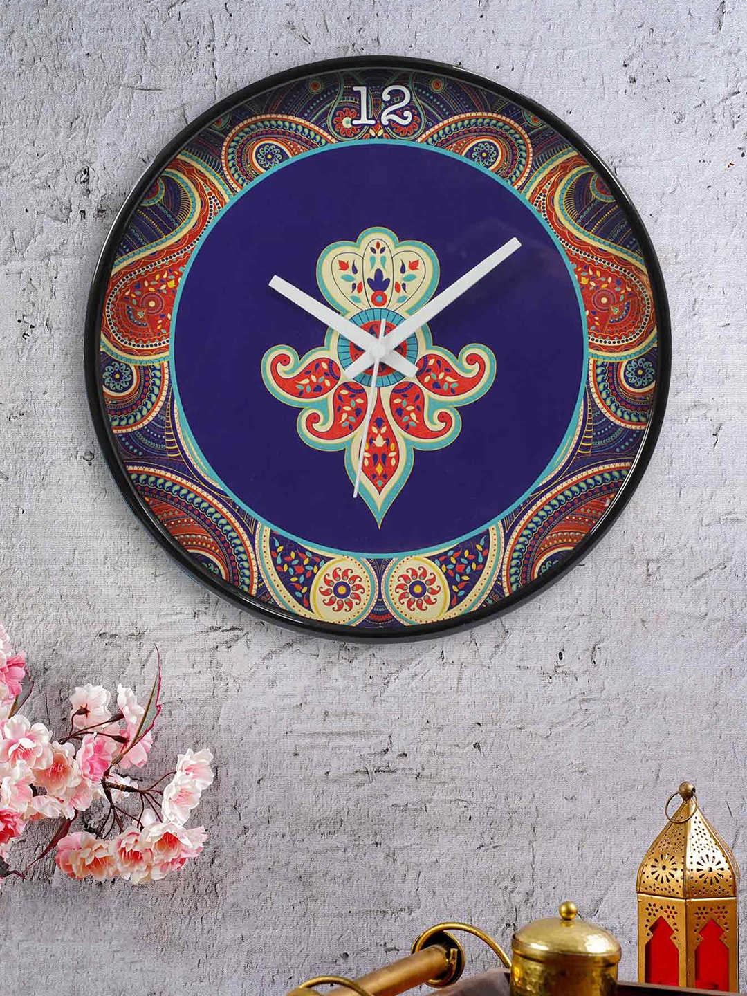 

KOLOROBIA Blue & Red Printed Contemporary Wall Clock