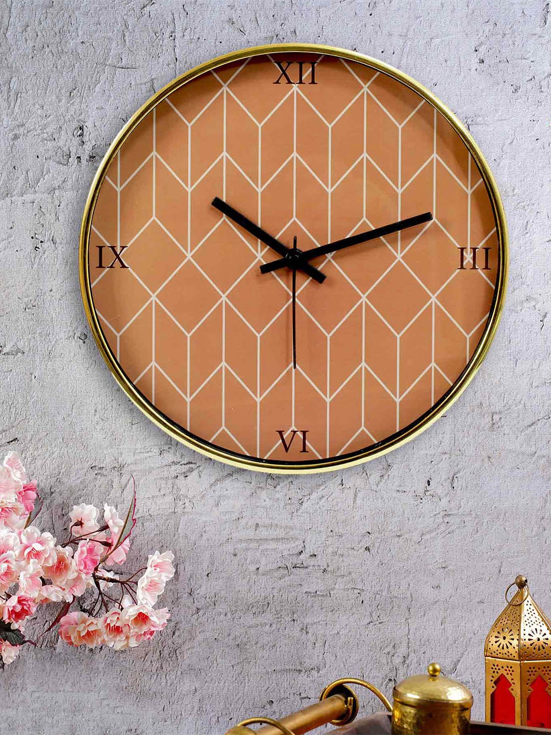 

KOLOROBIA Brown & White Printed Contemporary Wall Clock