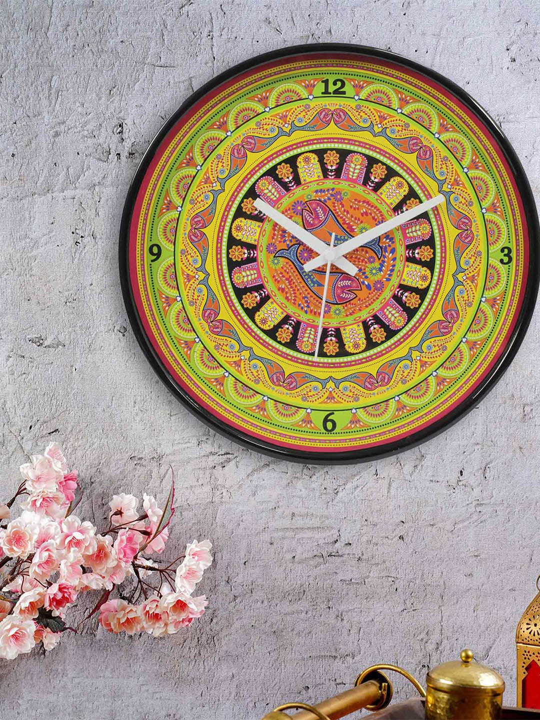 

KOLOROBIA Green & Pink Track Art Contemporary Analogue Wall Clock
