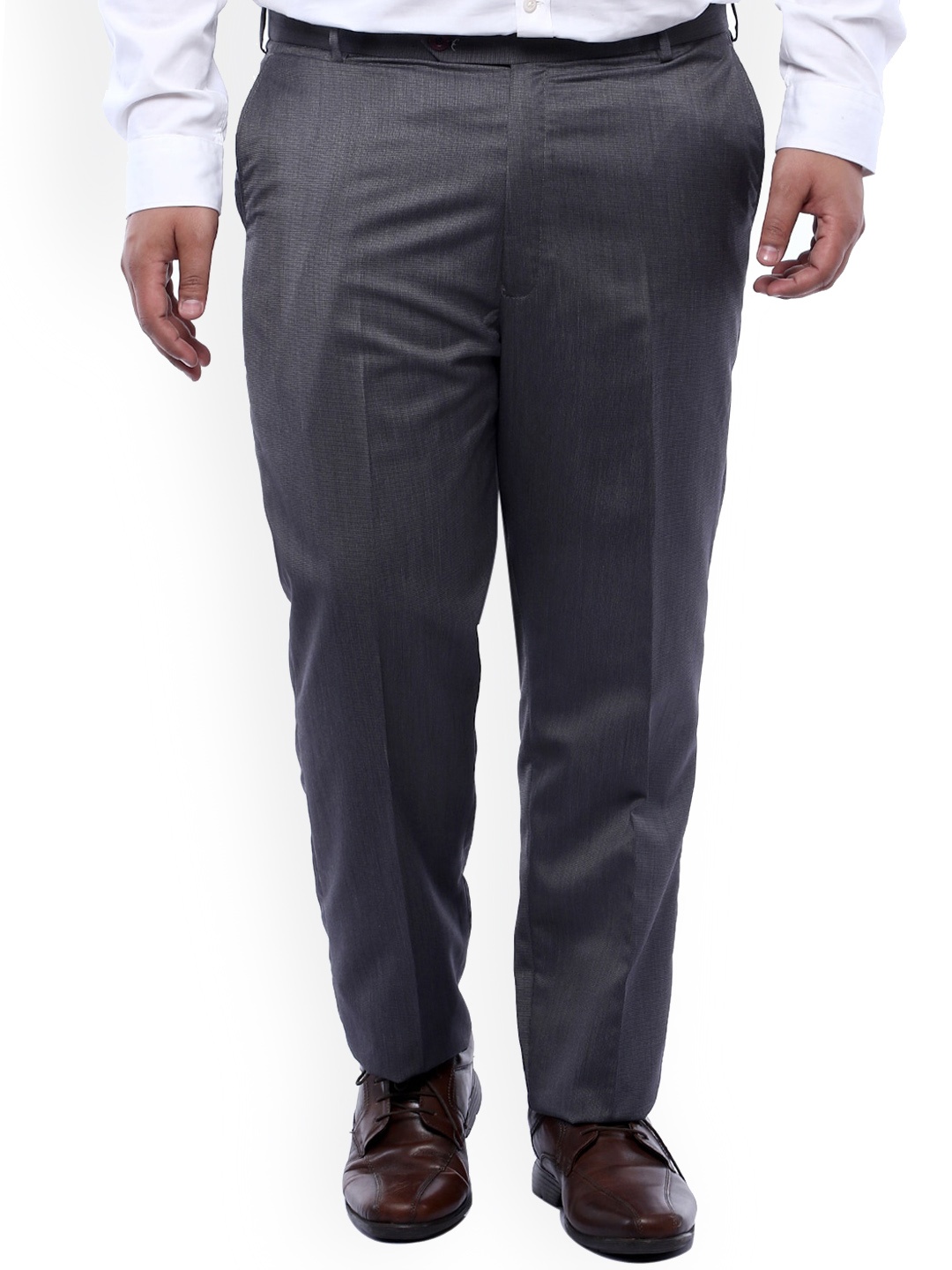 

John Pride Plus Size MenCotton Formal Trousers, Grey