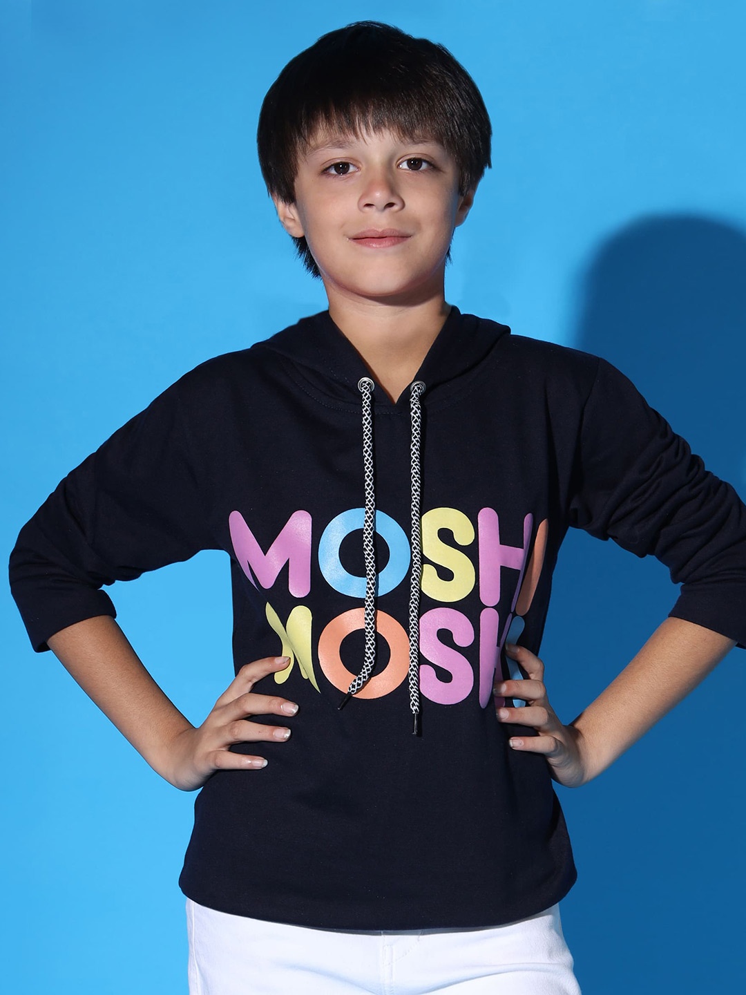 

Nick and Jones Boys Typography Printed Hooded Pullover Sweatshirt, Navy blue