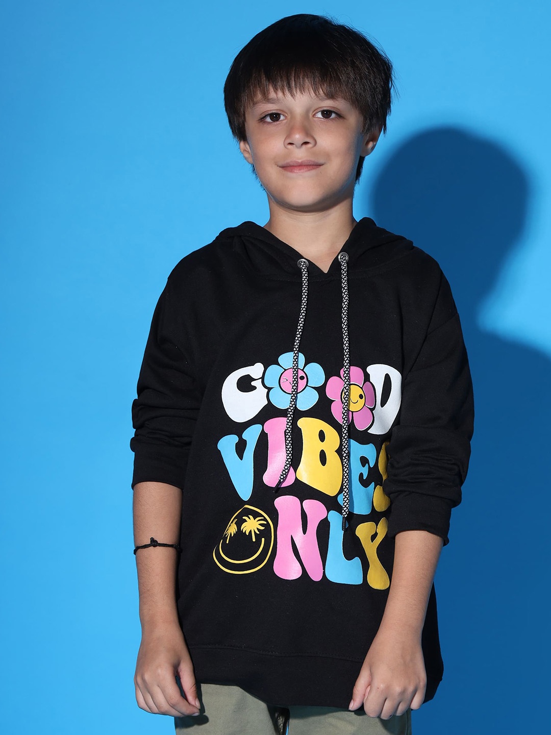

Nick and Jones Boys Typography Printed Hooded Sweatshirt, Black