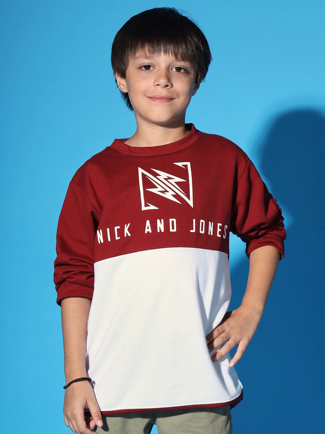 

Nick and Jones Boys Brand Logo Printed Sweatshirt, Maroon