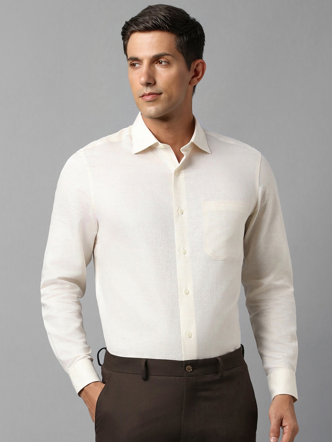 

Louis Philippe Men Cream-Coloured Opaque Formal Shirt