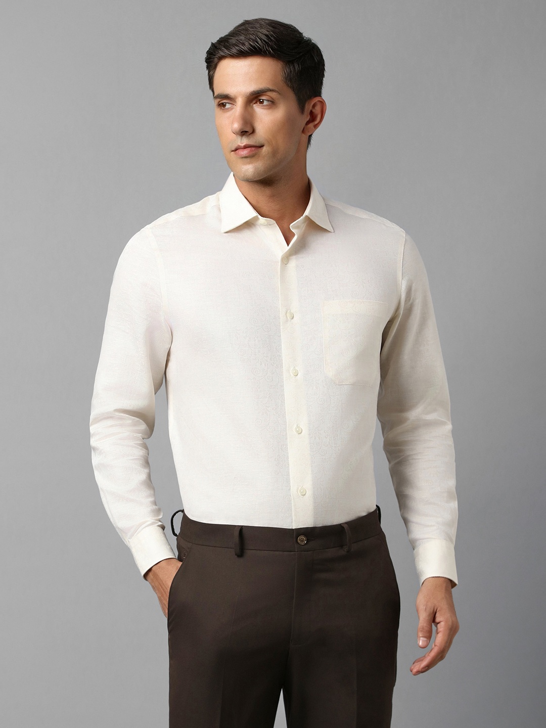 

Louis Philippe Men Cream-Coloured Opaque Formal Shirt