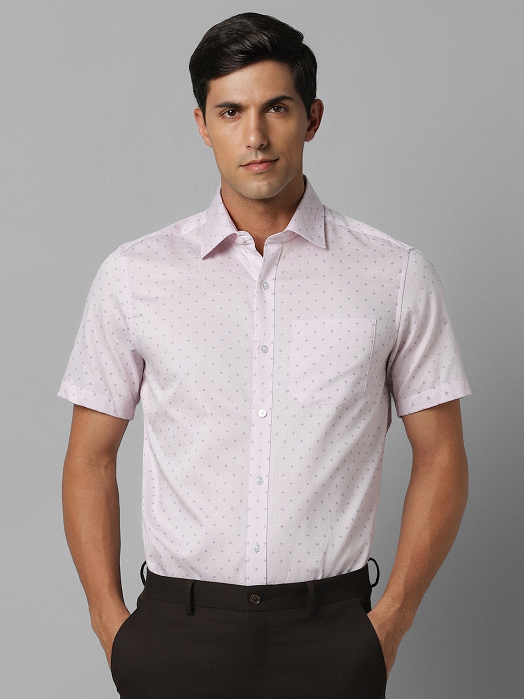

Louis Philippe Micro Ditsy Printed Cotton Opaque Formal Shirt, Pink