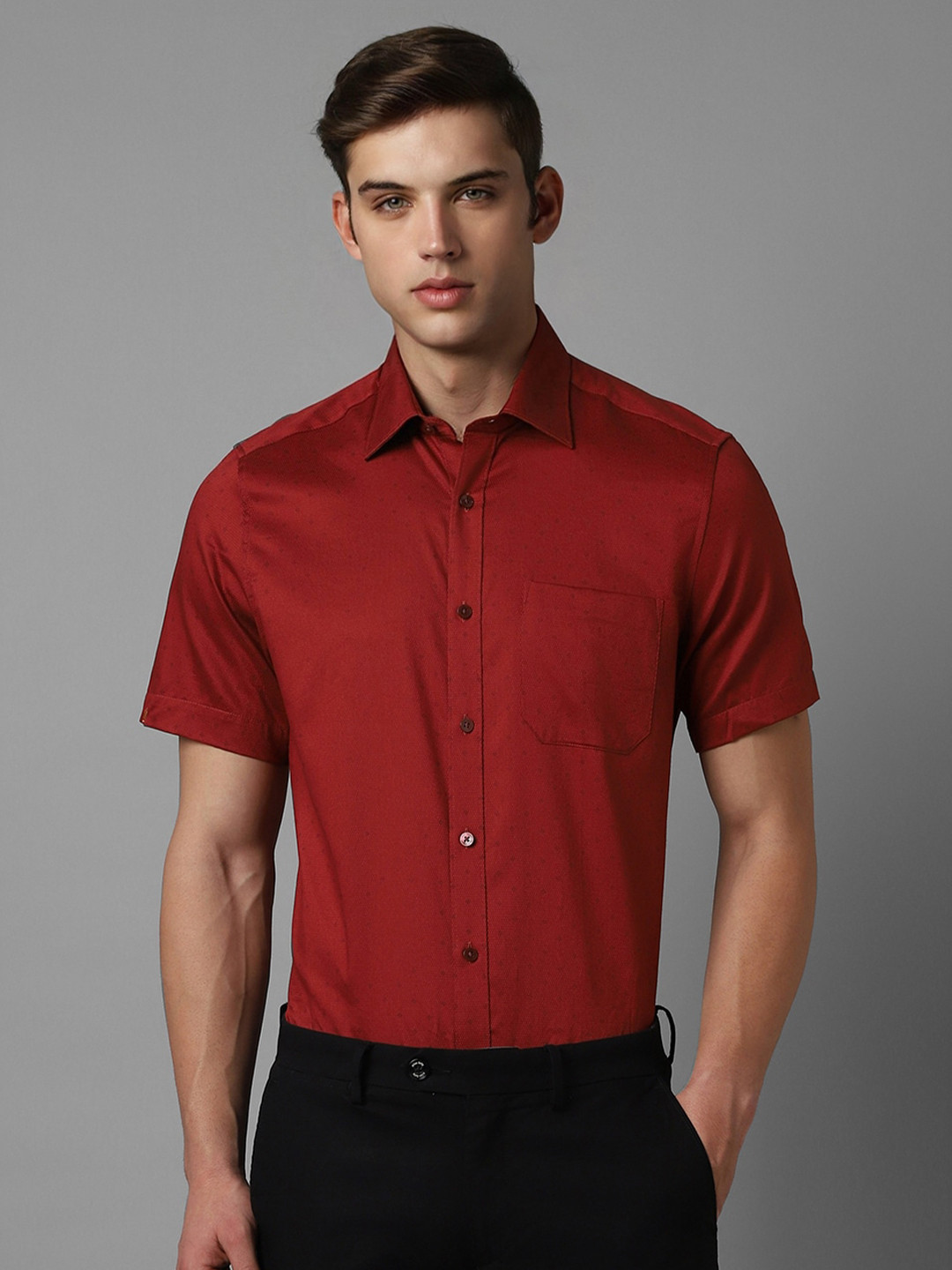 

Louis Philippe Cotton Opaque Formal Shirt, Red
