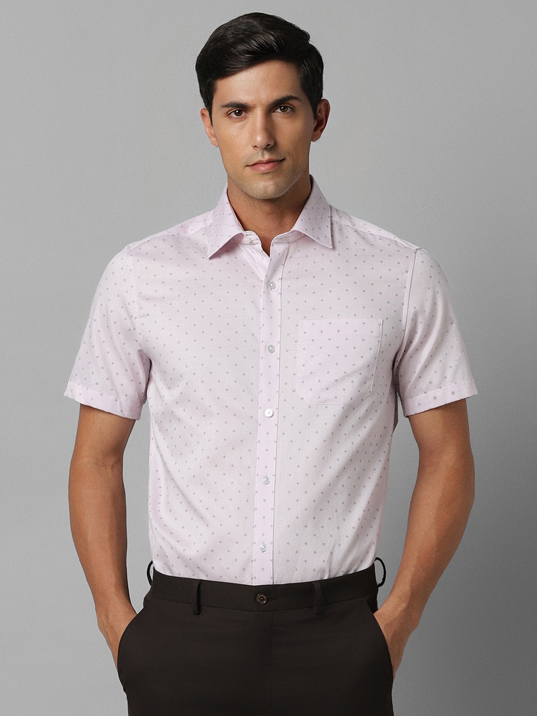 

Louis Philippe Micro Ditsy Printed Pure Cotton Formal Shirt, Pink