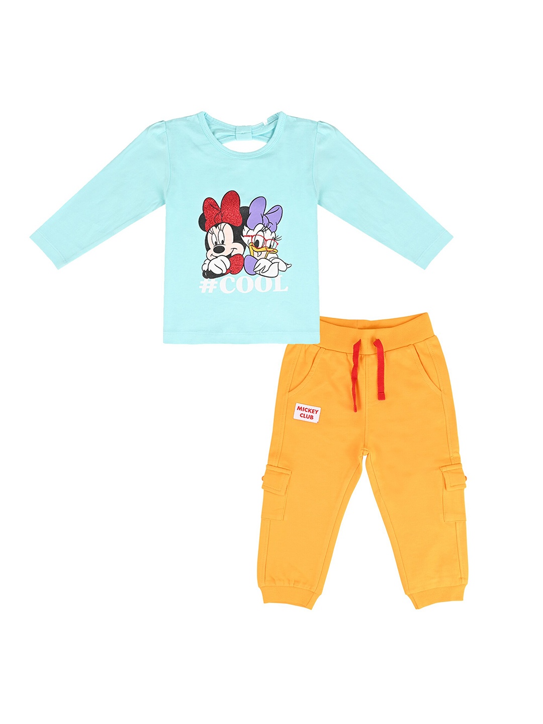 

Disney Infants Girls Minnie & Daisy Printed Pure Cotton T-shirt With Trousers, Blue