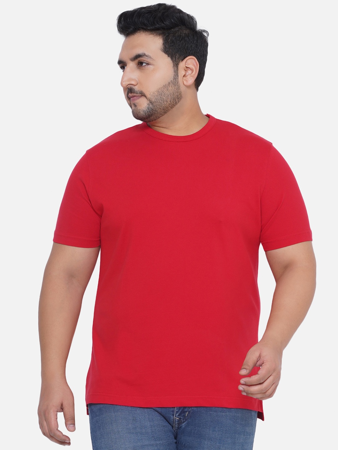 

Santonio Plus Size Round Neck Cotton T-Shirt, Red