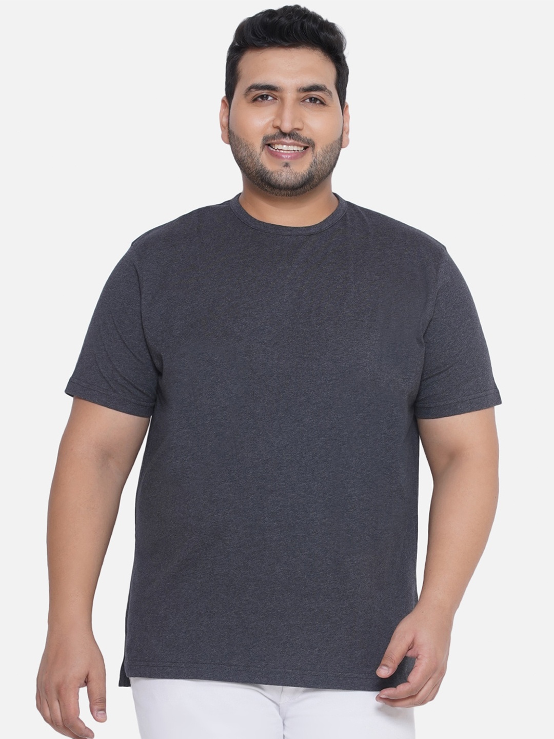 

Santonio Men Plus Size Striped Polo Collar Cotton T-shirt, Grey
