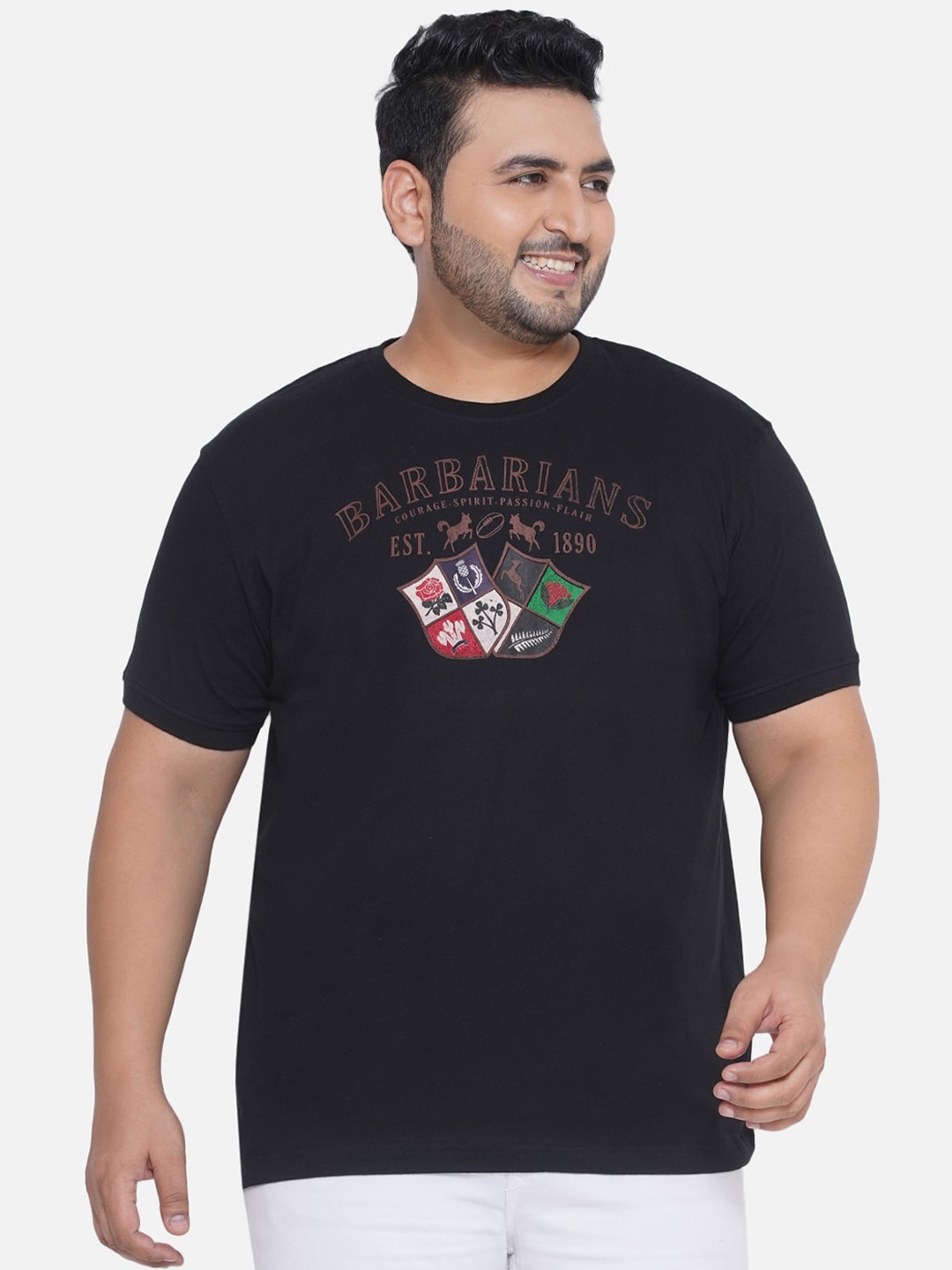 

Santonio Men Plus Size Polo Collar Pure Cotton T-shirt, Black