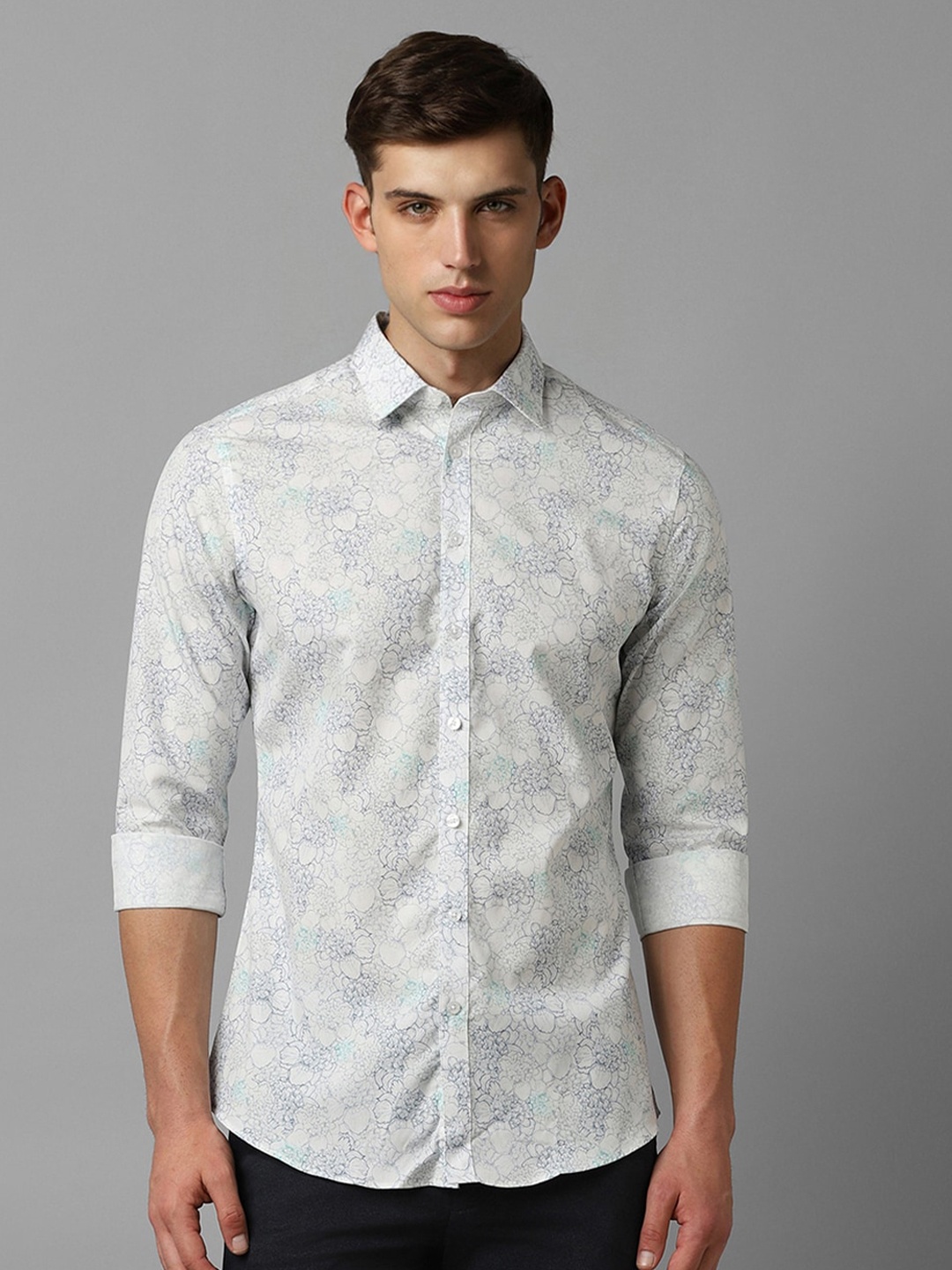 

Louis Philippe Sport Slim Fit Floral Printed Pure Cotton Casual Shirt, White