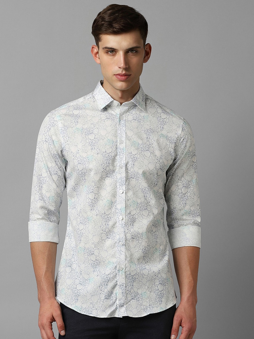 

Louis Philippe Sport Slim Fit Floral Printed Pure Cotton Casual Shirt, White