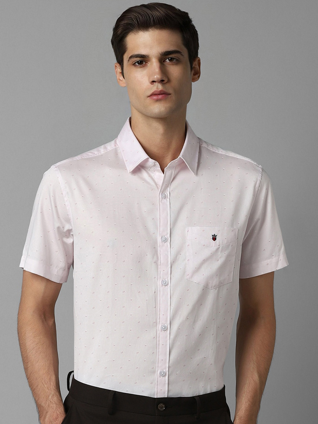 

Louis Philippe Sport Slim Fit Micro Ditsy Printed Pure Cotton Formal Shirt, Pink