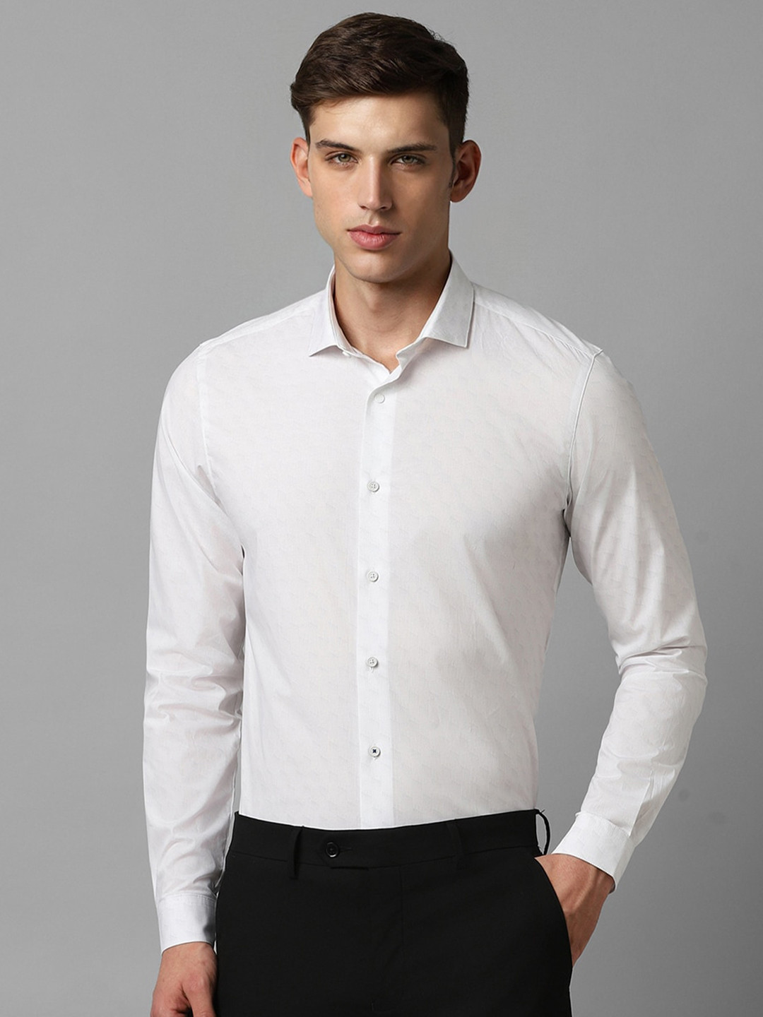 

Louis Philippe Sport Slim Fit Self Design Formal Shirt, White