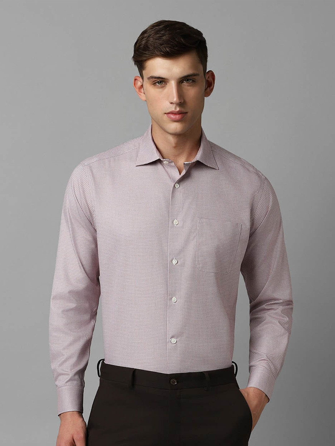 

Luxure by Louis Philippe Abstract Printed Cotton Formal Shirt, Purple