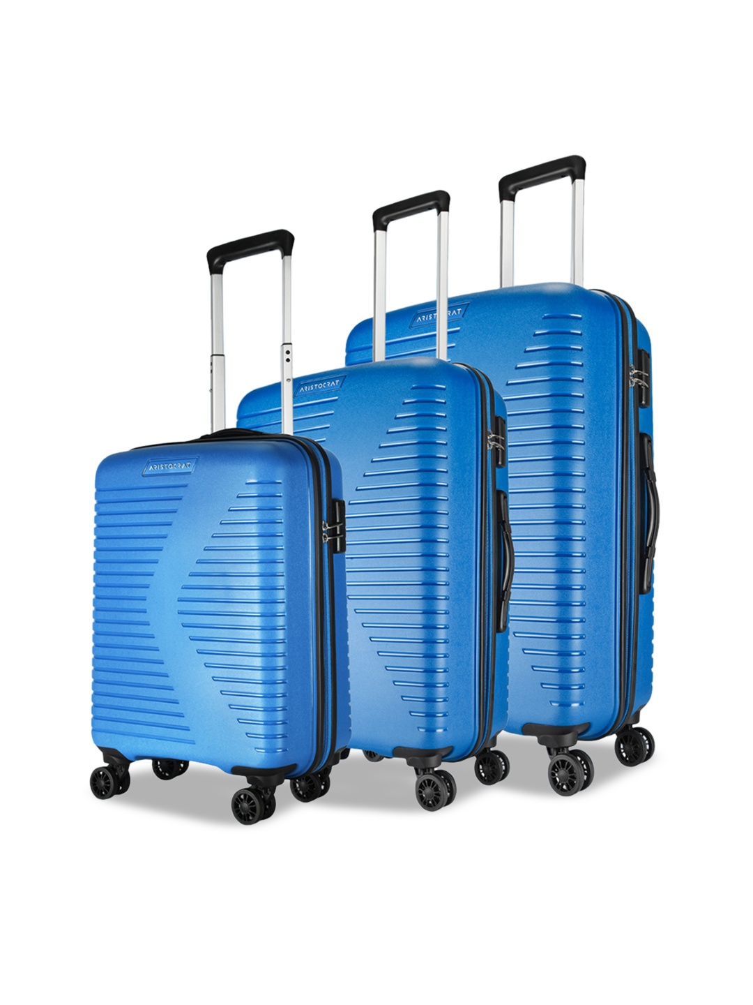 

Aristocrat Set of 3 Hard Sided Trolley Suitcase, Blue