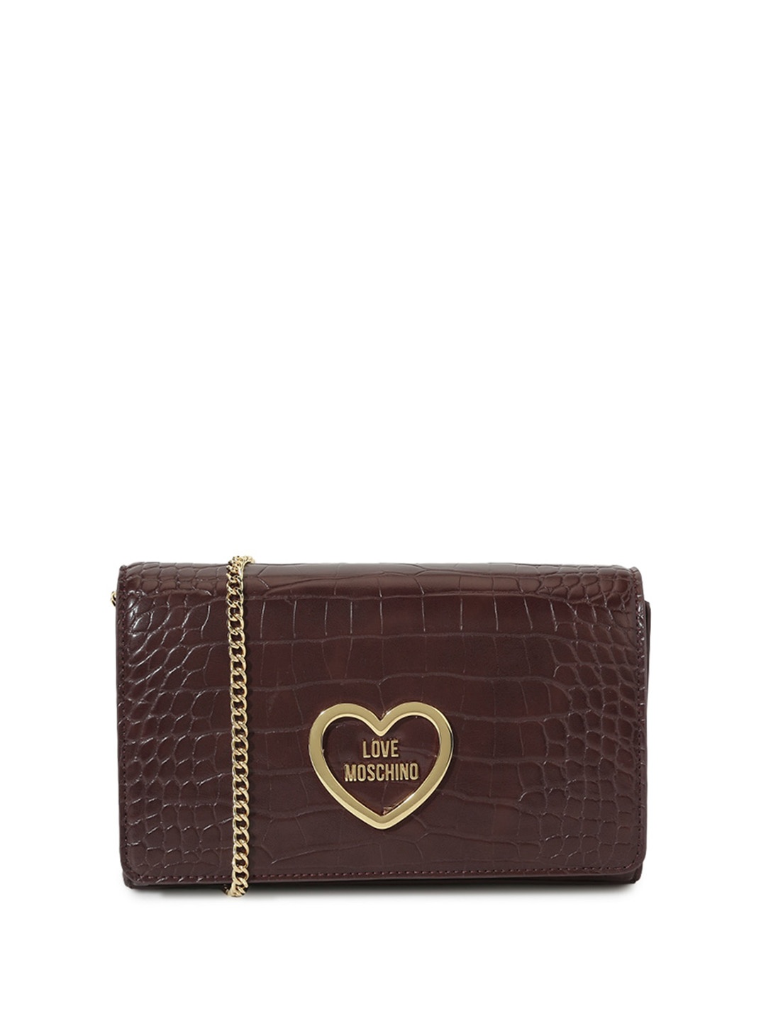 

LOVE MOSCHINO Animal Textured Structured Sling Bag, Brown