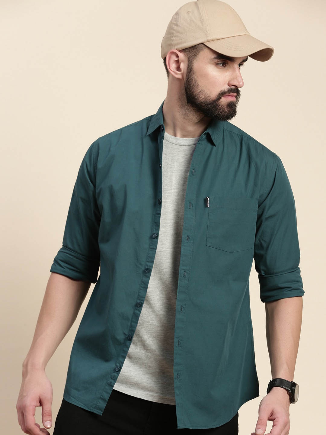 

DILLINGER Opaque Pure Cotton Casual Shirt, Teal