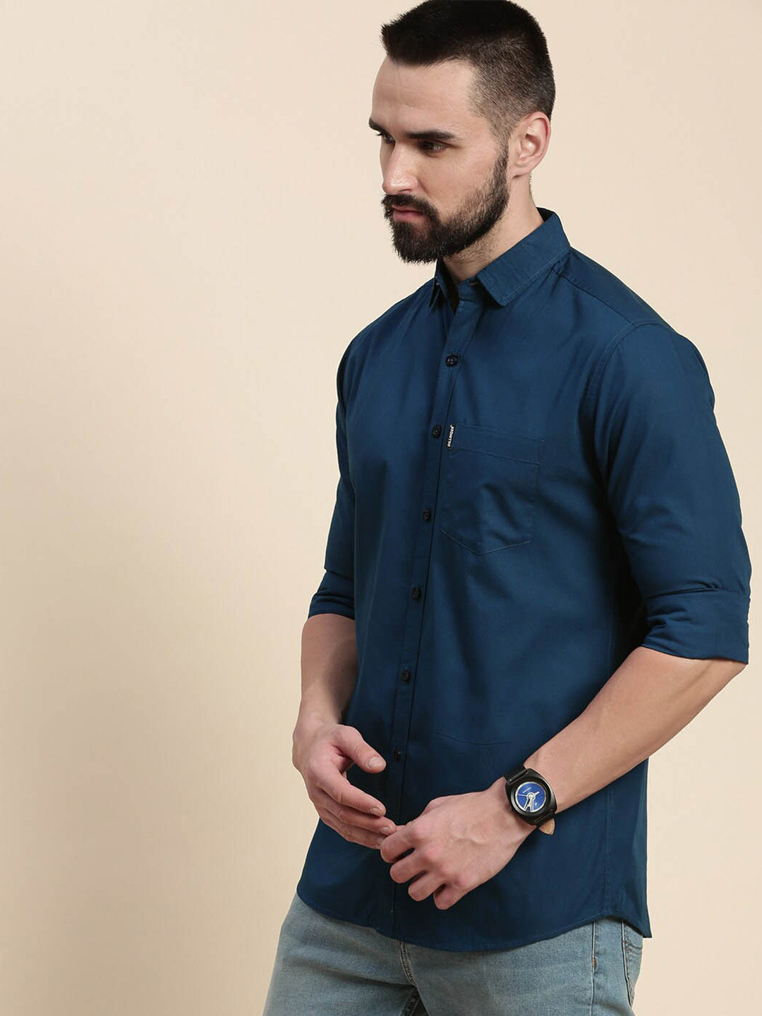 

DILLINGER Opaque Pure Cotton Casual Shirt, Navy blue