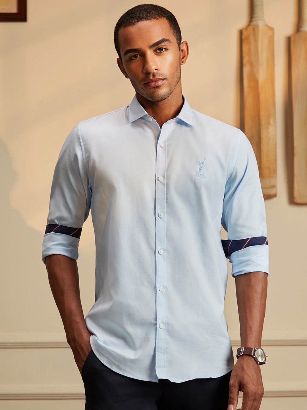 

Peter England Casuals Men Blue Slim Fit Cricket Inspired Cotton Shirt