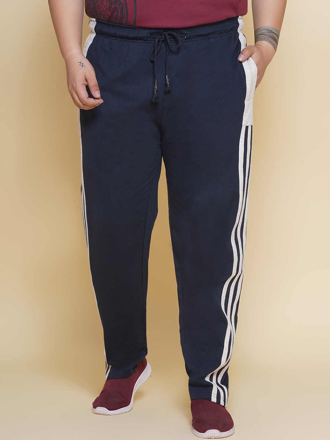 

John Pride Men Plus Size Cotton Mid-Rise Track Pant, Navy blue