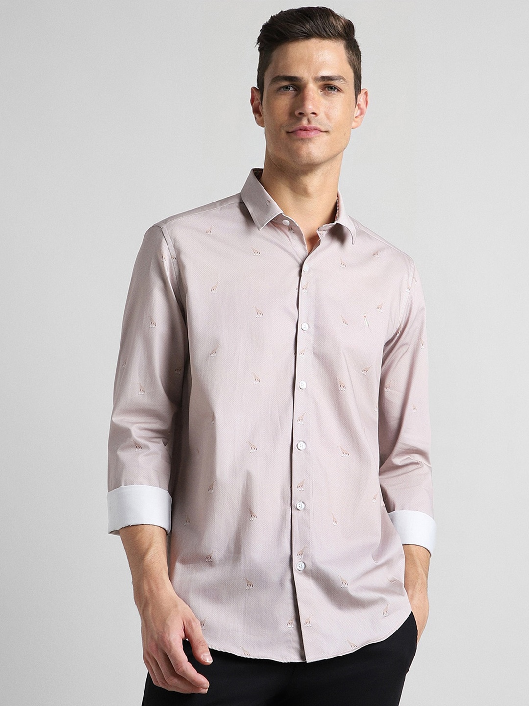 

SIMON CARTER LONDON Slim Fit Conversational Printed Casual Shirt, Mauve
