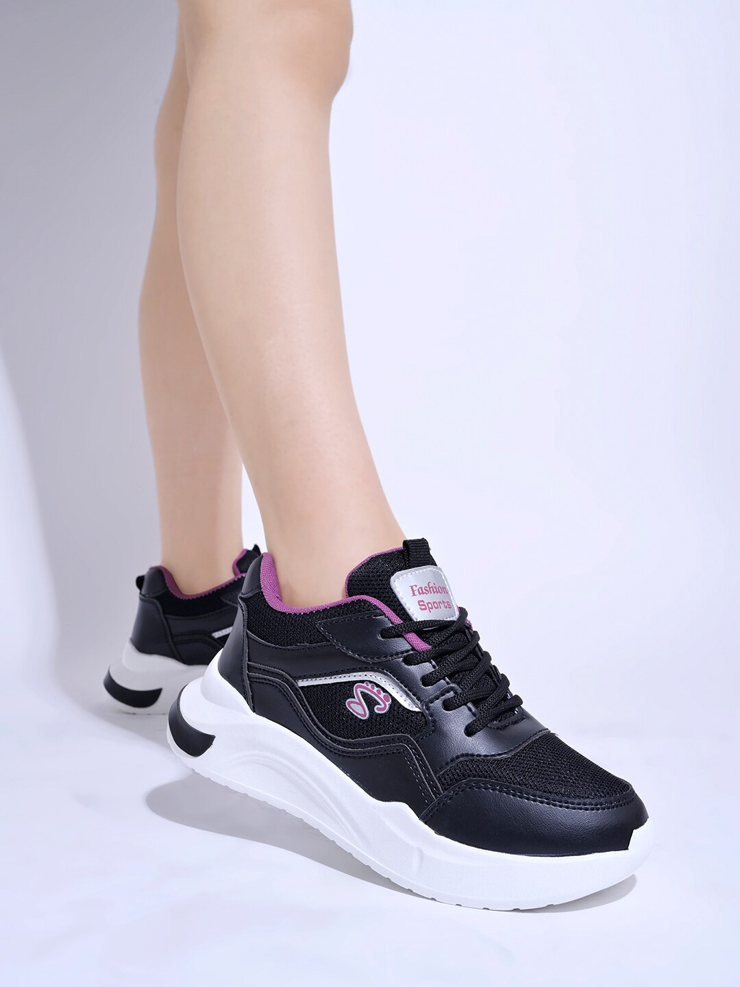 

Shoetopia Women Lace-Up Walking Shoes, Black